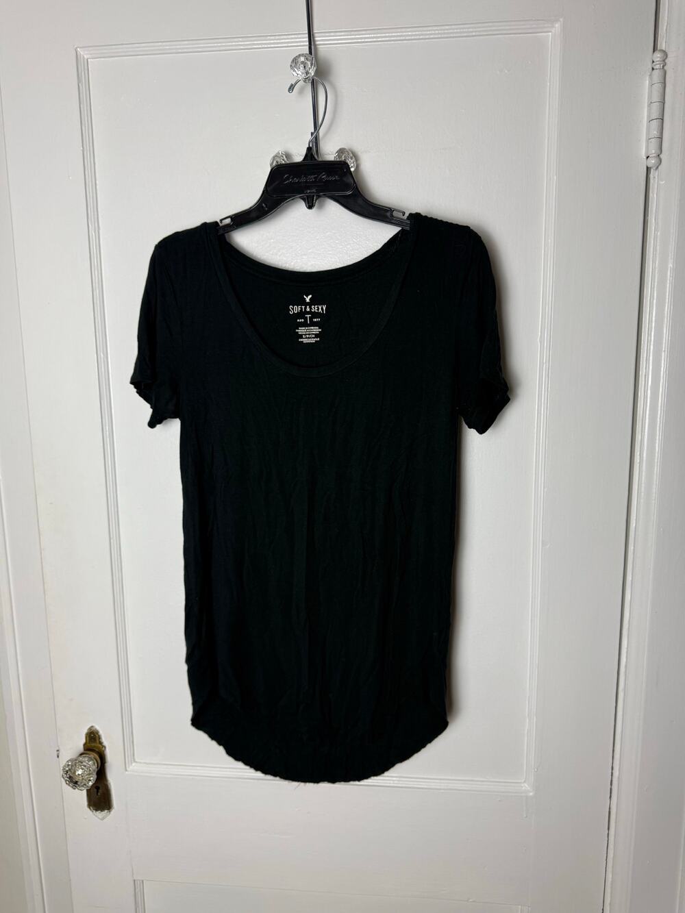 American Eagle Outfitters Black Jersey Knit Soft and Sexy Short Sleeve T-shirt S